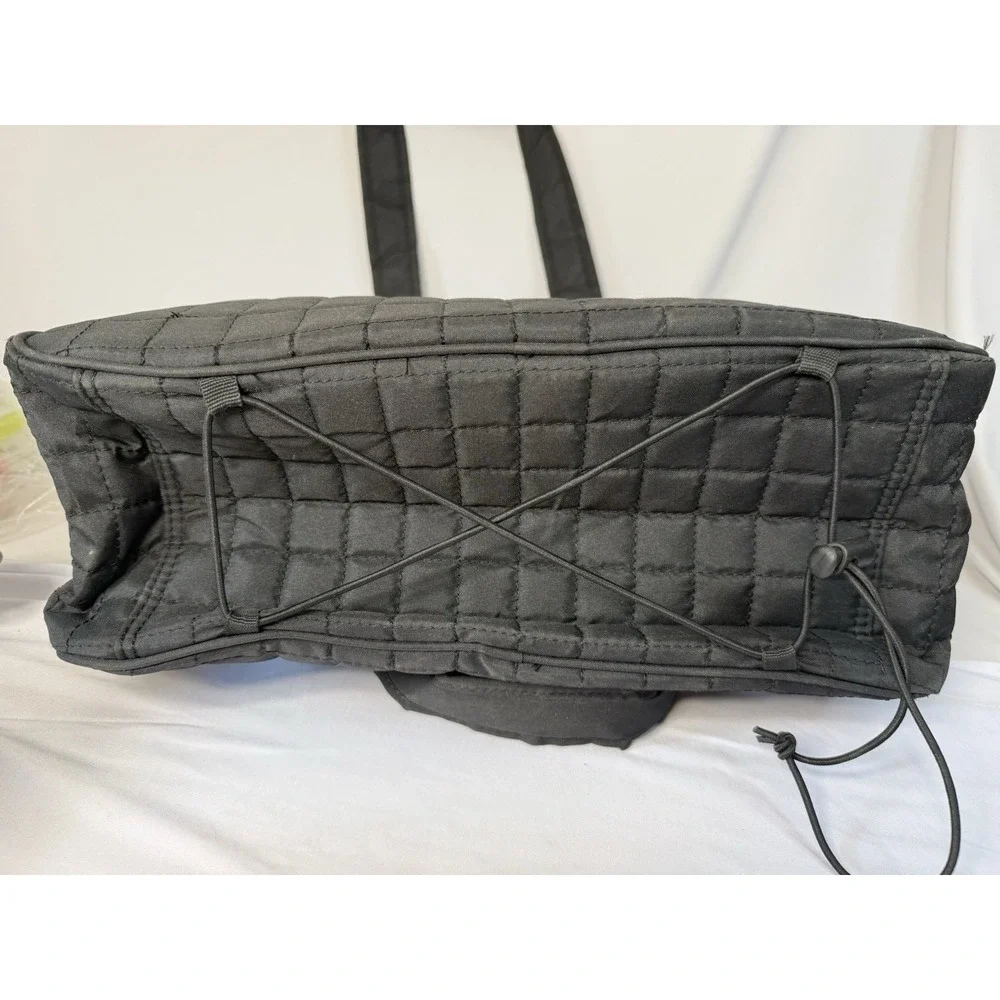 Gaiam Yoga Gym Bag Black Quilted With Water Bottle Pocket & Mat Holder 15x12x7in